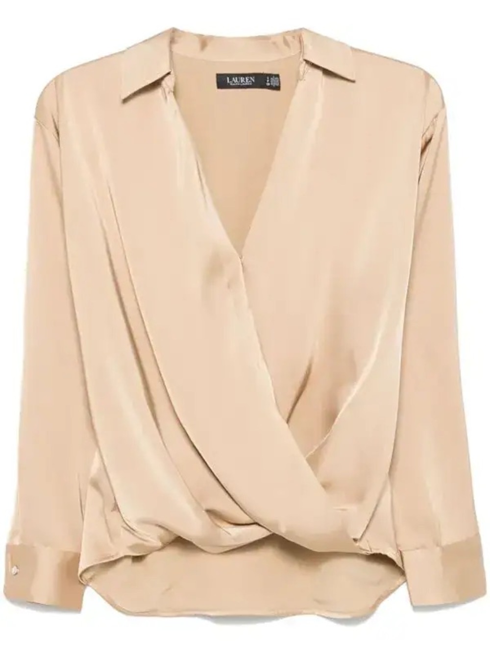 Lauren Ralph Lauren Beige Draped Surplice Blouse
